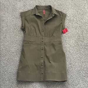 SPANX Tuscan Olive Stretch Twill Utility Dress Size Large